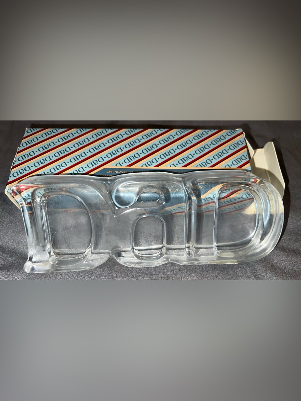 Vintage Avon 1980’s Fostoria Glass AVON Fathers Day Photo Display Paperweight
